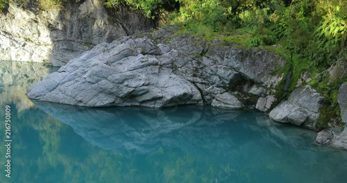 Hotikita Gorge, South Island, New Zealand, 60fps, Blue Water and Tree Ferns, photo