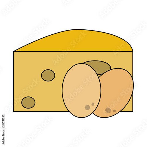 Cheese and eggs vector illustration graphic design