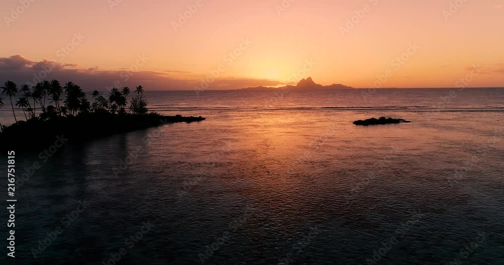 sunset on an island in French Polynesia sunset on an island in French Polynesia