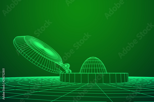 Cover rocket silo intercontinental ballistic missile. Wireframe low poly mesh vector illustration