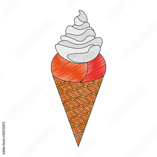 Delicious ice cream cone vector illustration graphic design