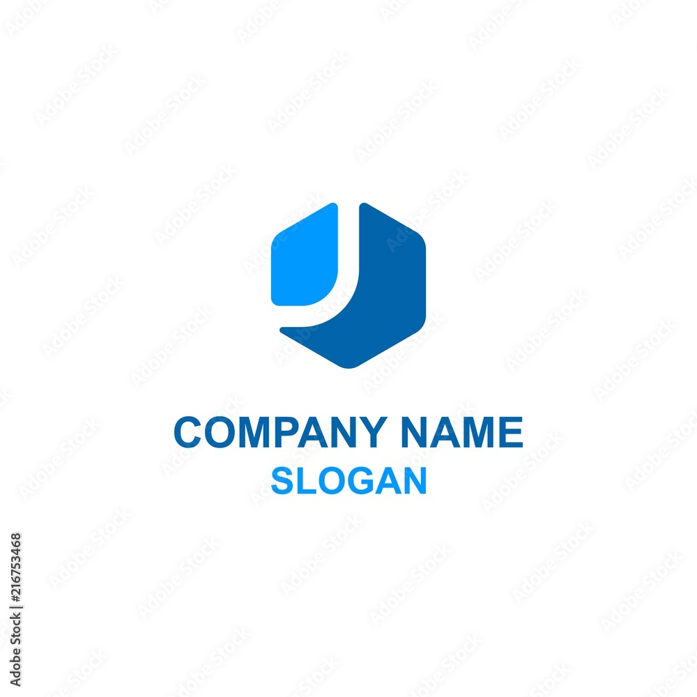 J letter initial hexagon logo. J letter initial hexagon logo.