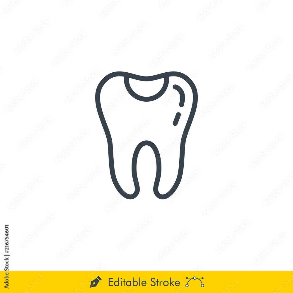 Tooth Filling Icon / Vector - In Line / Stroke Design Tooth Filling Icon / Vector - In Line / Stroke Design