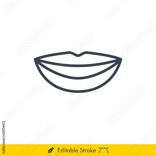Mouth (Lips) Icon / Vector - In Line / Stroke Design