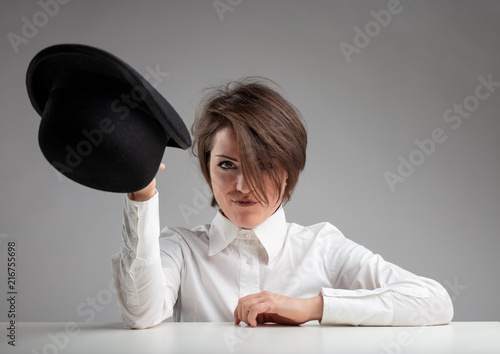 Fotografie Cute sexy woman with a bowler hat