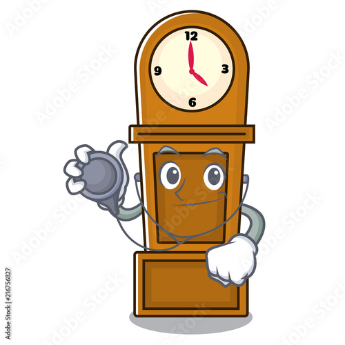 Doctor grandfather clock character cartoon