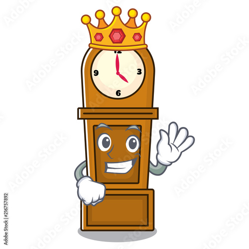 King grandfather clock mascot cartoon