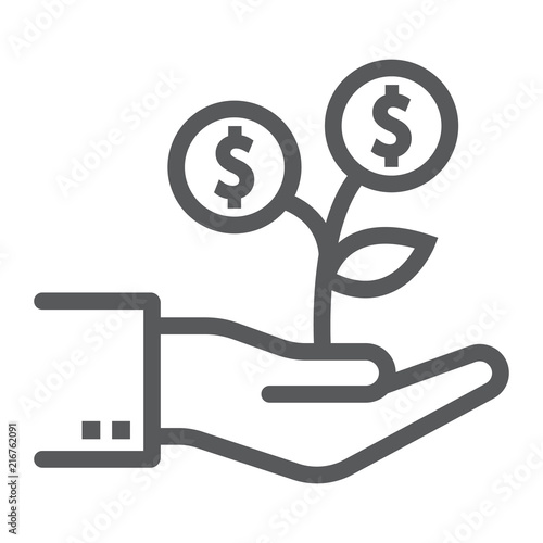 Investment growth line icon, finance and banking, investment sign, vector graphics, a linear pattern on a white background, eps 10.