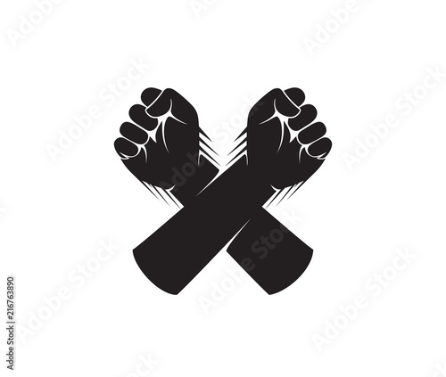 hand fist cross vector logo design