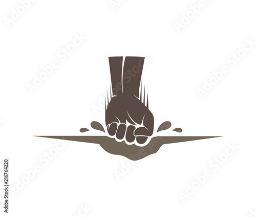 hand fist punching ground vector logo design