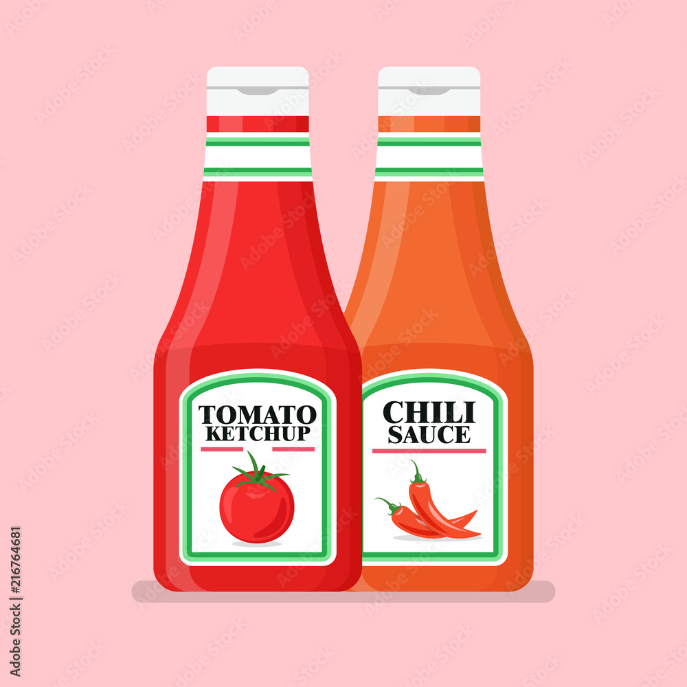 Tomato ketchup bottle in flat style Tomato ketchup bottle in flat style