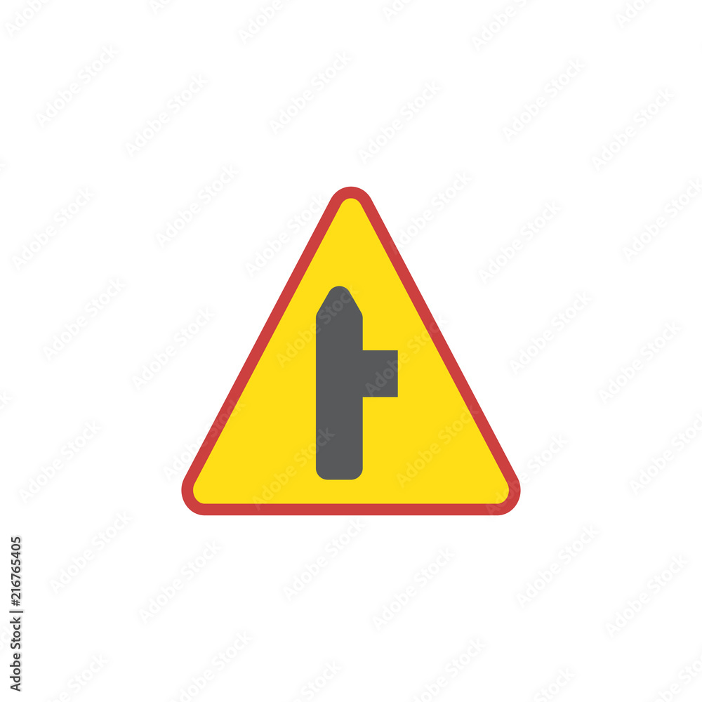Right side road traffic sign flat icon, vector sign, colorful pictogram isolated on white. Symbol, logo illustration. Flat style design Right side road traffic sign flat icon, vector sign, colorful pictogram isolated on white. Symbol, logo illustration. Flat style design