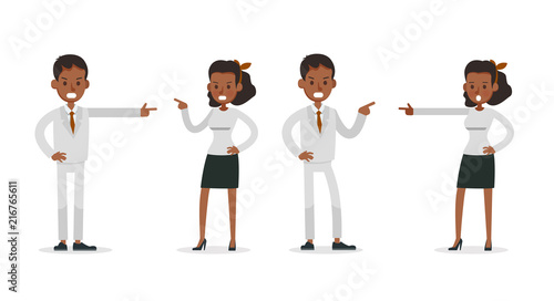 Set of Businessman and Businesswoman character vector design. Presentation in various action with emotions and working. no35 photo