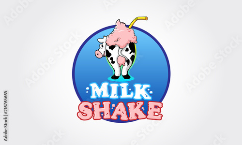 Milk Shake Vector Logo Cartoon. Logo template for milkshake. Vector cartoon illustration isolated on a white background.