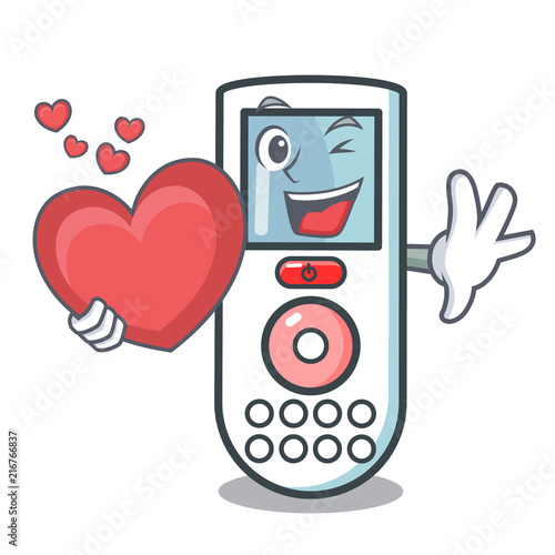 With heart remote control mascot cartoon