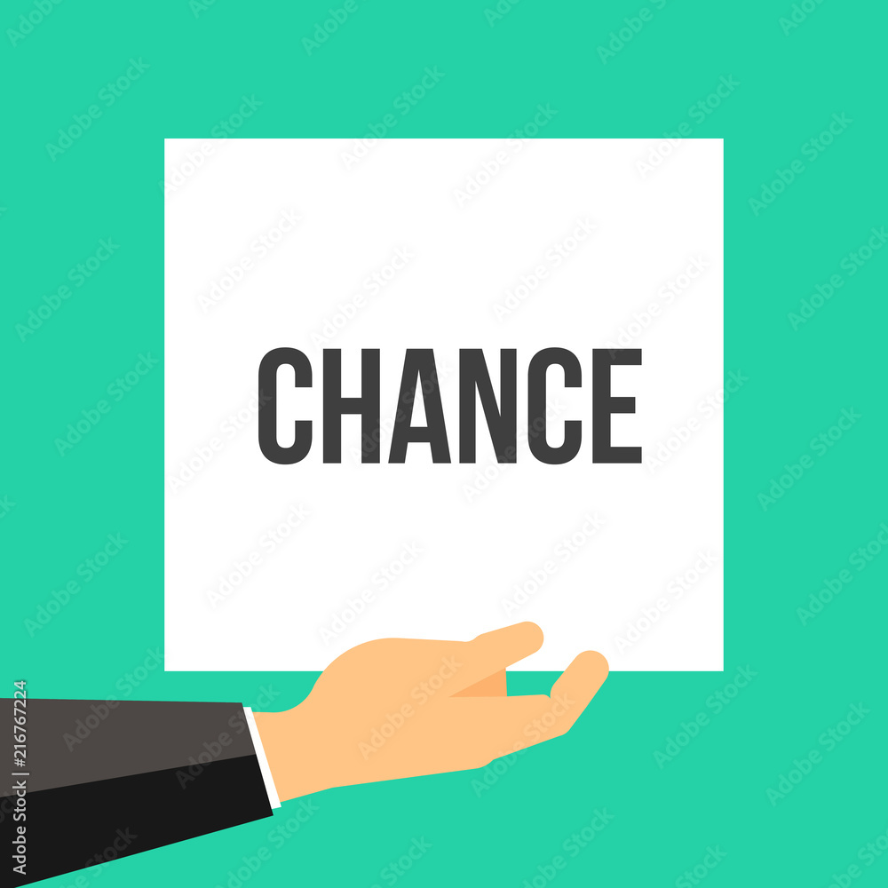 Man showing paper CHANCE text Man showing paper CHANCE text