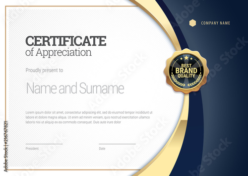 Certificate template. Diploma of modern design or gift certificate.