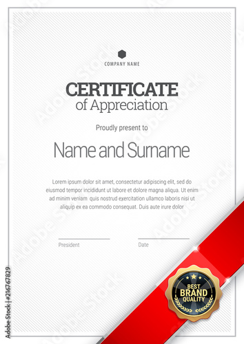 Certificate template. Diploma of modern design or gift certificate.