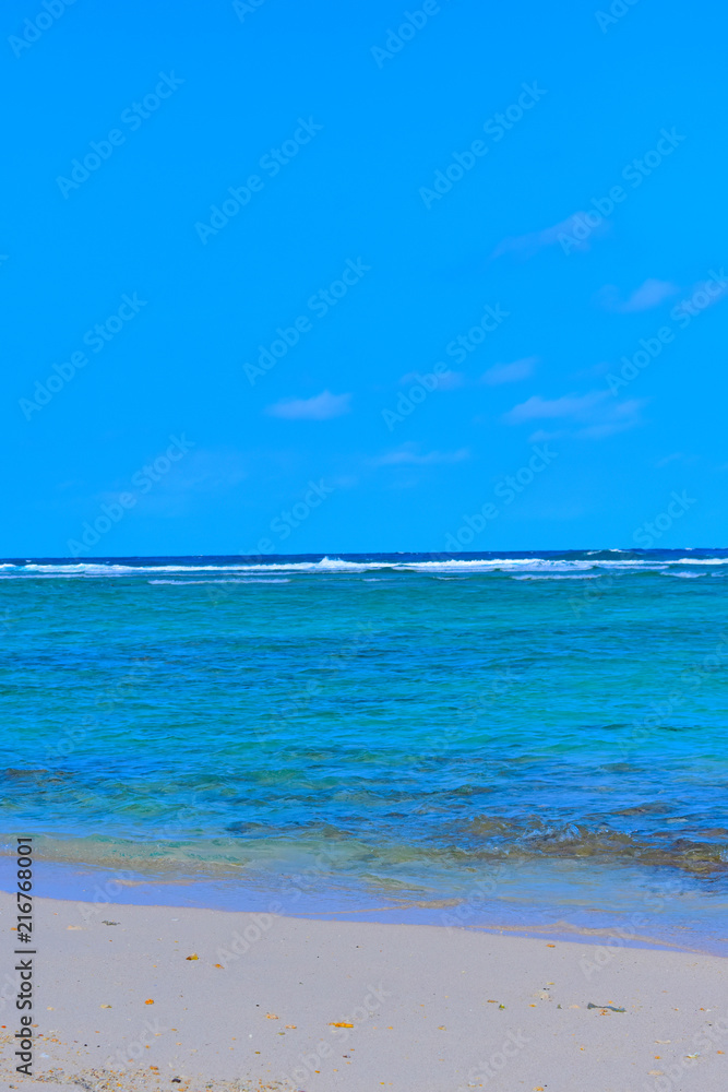 Fototapeta premium Tropical waters with clear blue sky.