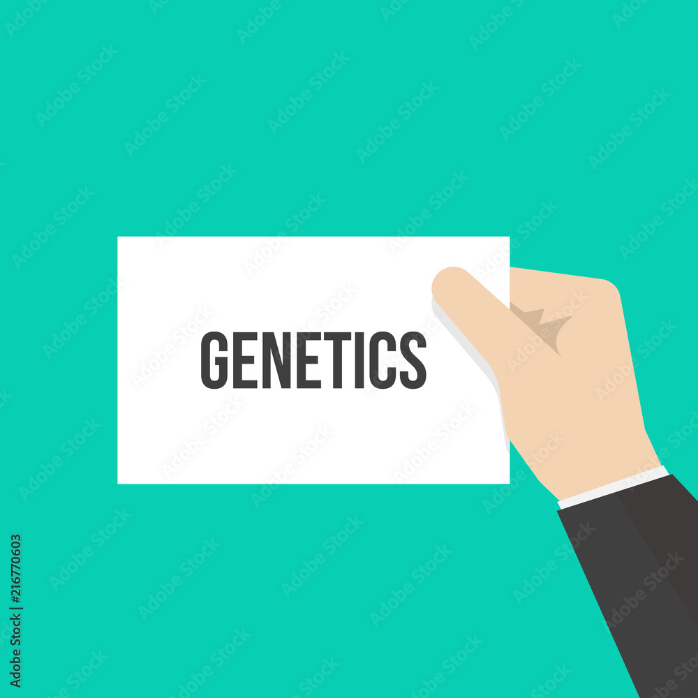Man showing paper GENETICS text Man showing paper GENETICS text