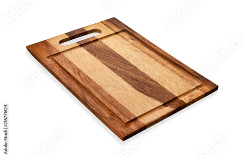 Fototapeta Naklejka Na Ścianę i Meble -  Rectangle wood cutting board, Empty wood chopping board, isolated on white background with clipping path                               