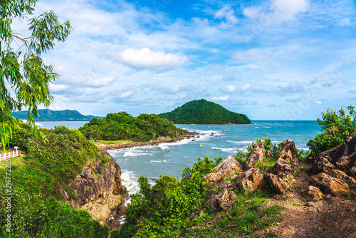 Beautiful Tropical Beach blue ocean background Summer view Sunshine at Sand and Sea Asia Beach Thailand Destinations 