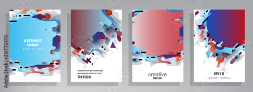 Covers templates set with graphic geometric elements. Applicable for brochures, posters, covers and banners. Vector illustrations.