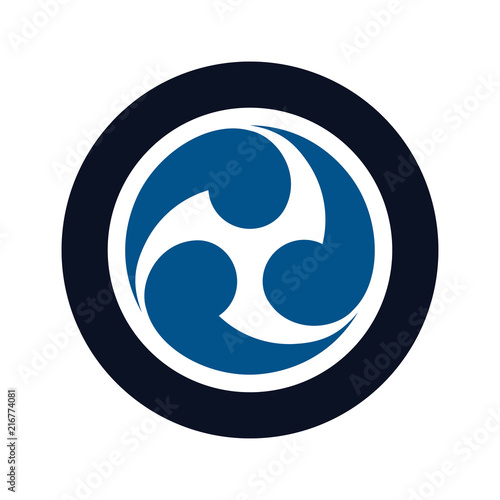 japanese style comma symbol in blue on white