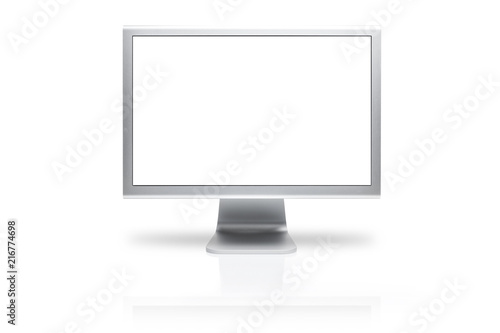 silver computer monitor isolated white.