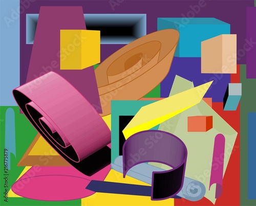 abstract colorful composition , fancy  geometric  shapes ,packaging materials