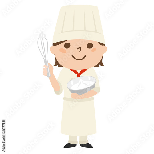 スイーツを作るパティシエの仕事をしている女の子のイラスト Stock Vektorgrafik Adobe Stock