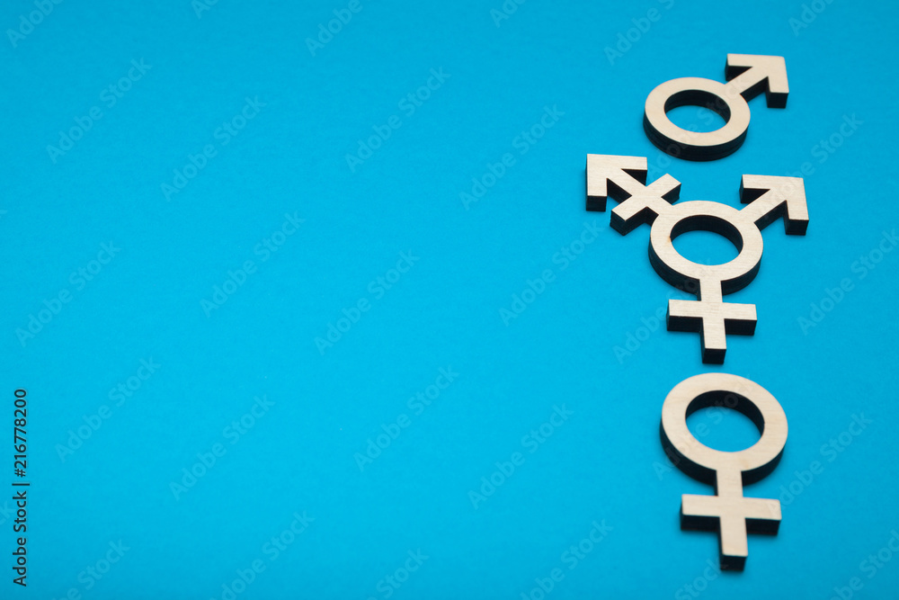 Transgender diversity, intersex activism. Bisexuality concept. Copy space for text.