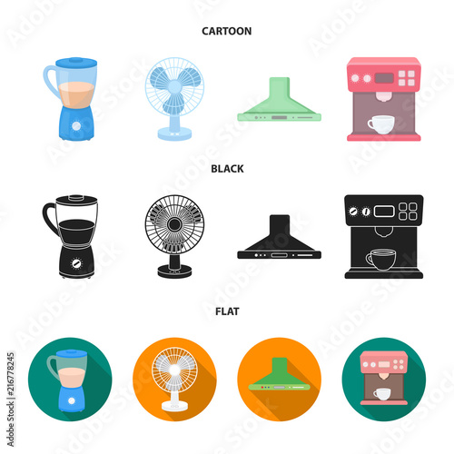 Blender, extractor and other equipment.Household set collection icons in cartoon,black,flat style vector symbol stock illustration web.