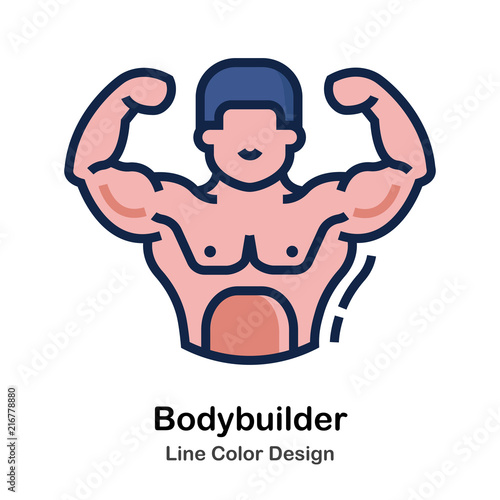 Muscular bodybuilder Line Color 
