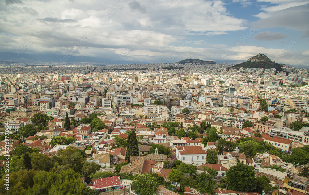 View from Acropolis of Athens urban density