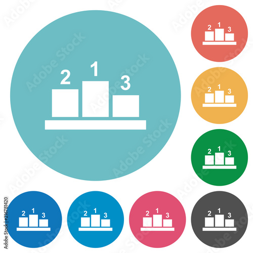 Winners podium with outside numbers flat round icons