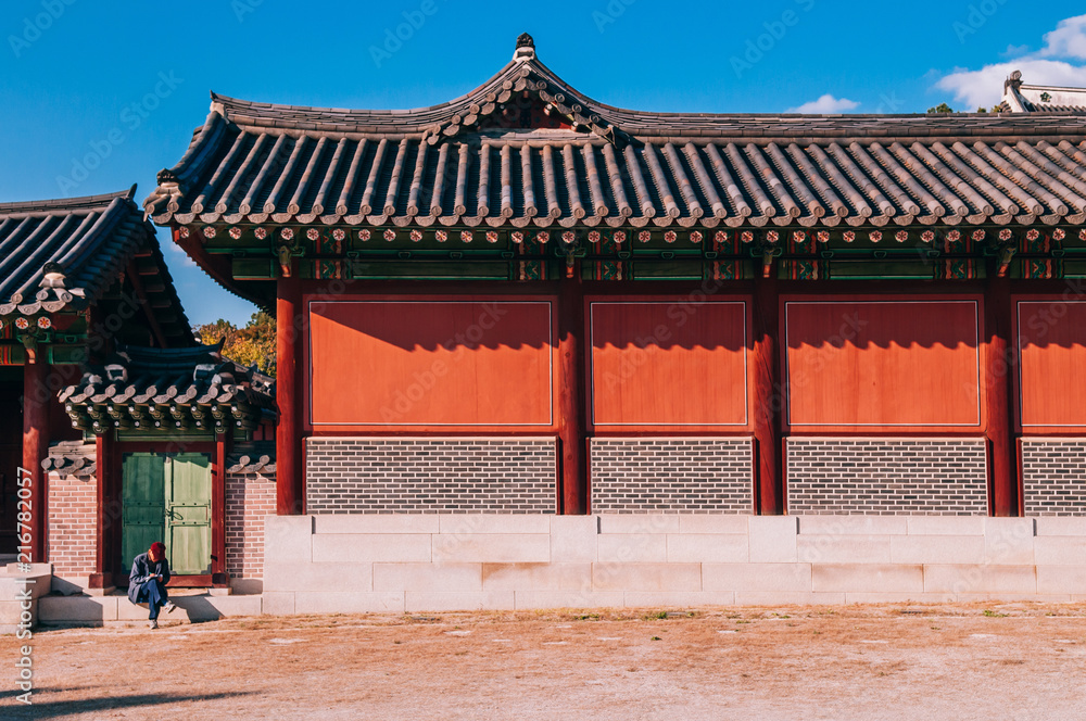 Red wall of Changdeokgung Palace, Seoul, South Korea Red wall of Changdeokgung Palace, Seoul, South Korea