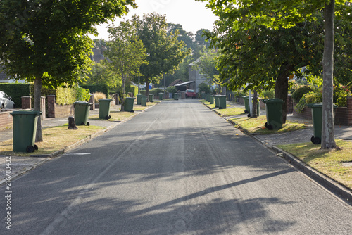 Wheelie Bin day UK suburban street
