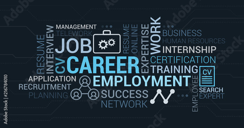 Job, employment and career tag cloud