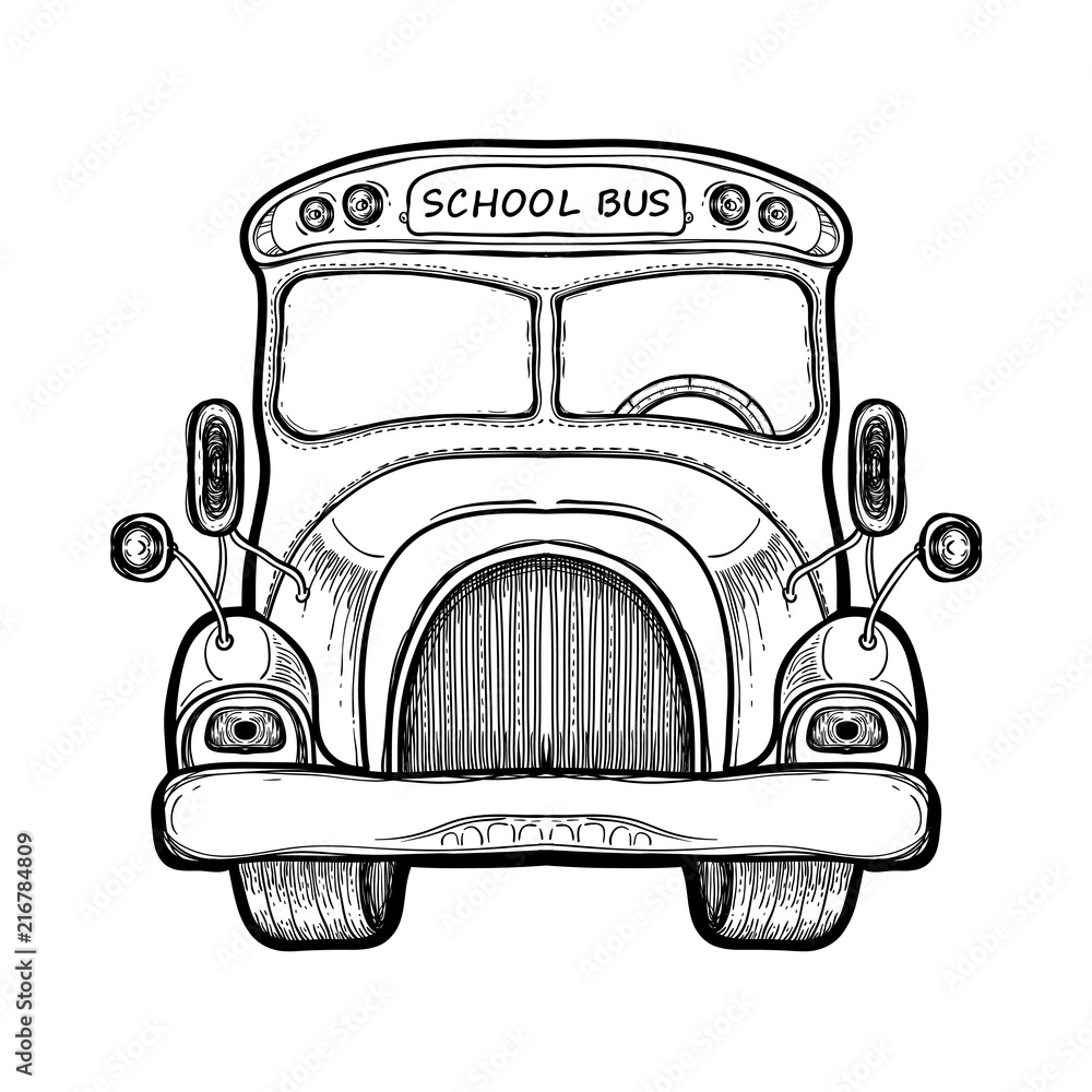 Vector yellow school bus. Coloring book Stock Vector | Adobe Stock