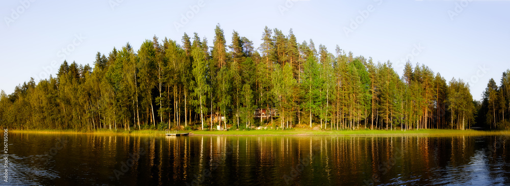 Summer landscape - lake shore in sunny day Summer landscape - lake shore in sunny day