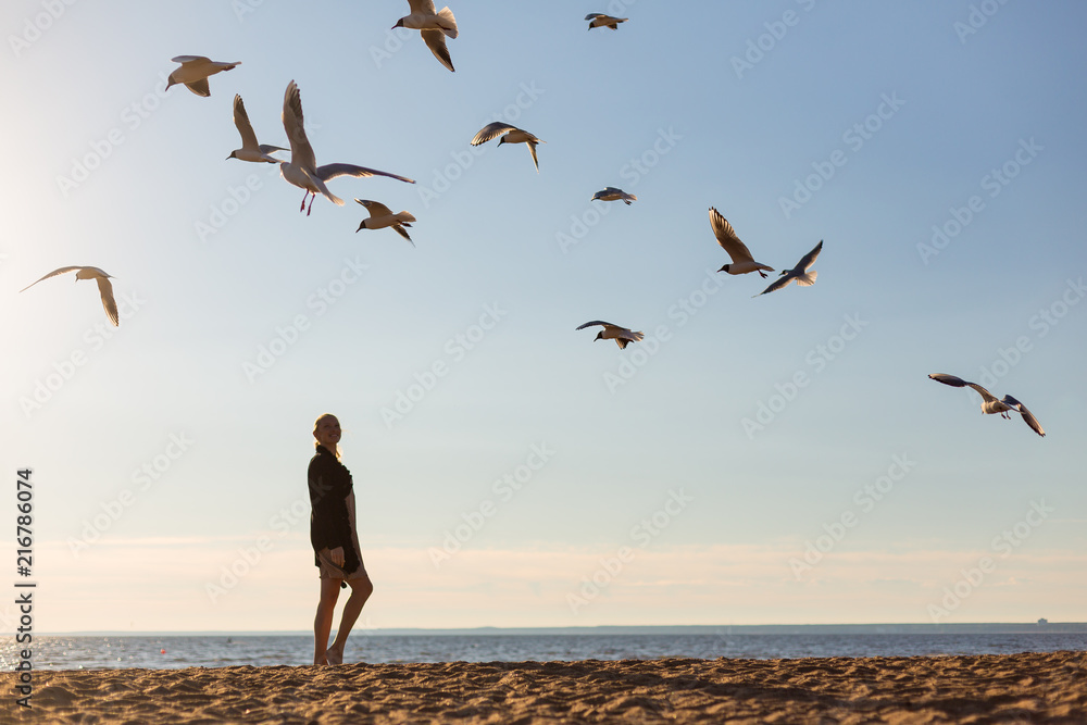 model on the beach