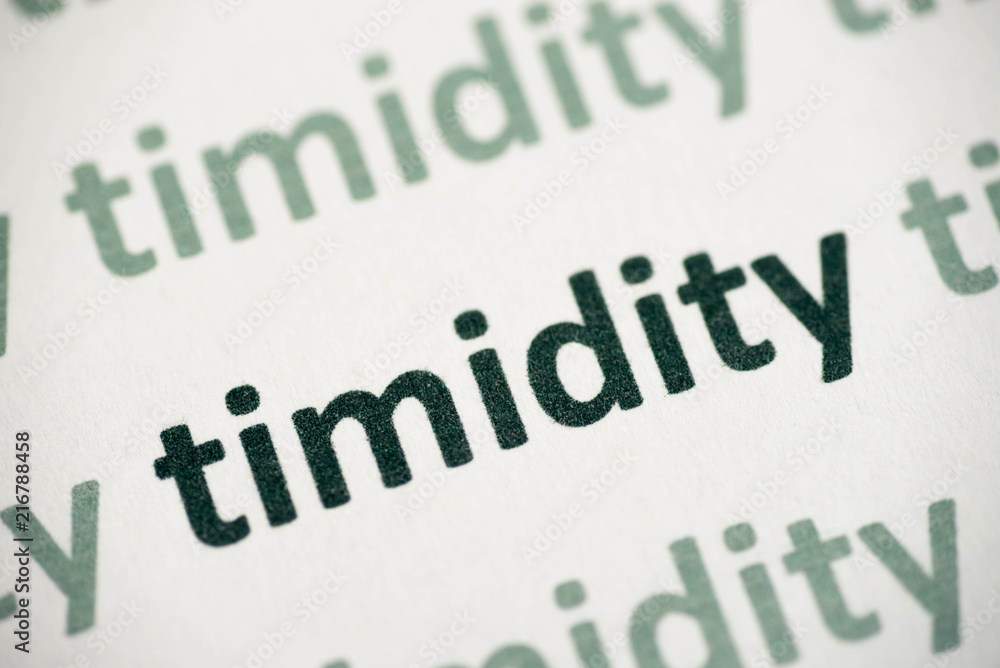 word timidity printed on paper macro word timidity printed on paper macro