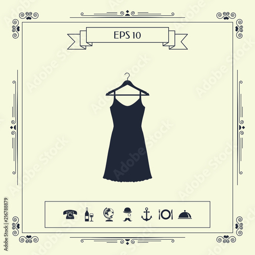 Sundress, Evening dress, combination or nightie on the wardrobe hanger , the silhouette. Menu item in the web design