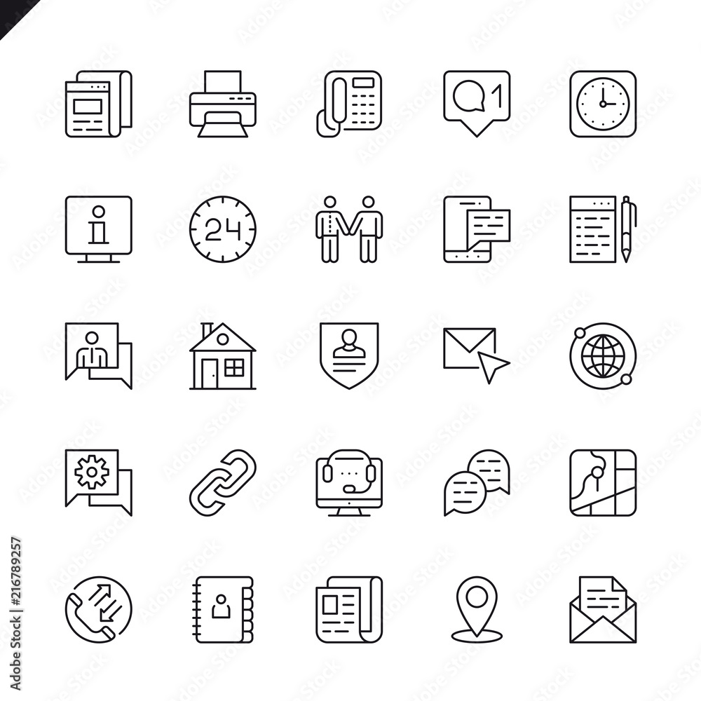 Thin line contact us icons set for website and mobile site and apps. Outline icons design. 48x48 Pixel Perfect. Linear pictogram pack. Vector illustration. Thin line contact us icons set for website and mobile site and apps. Outline icons design. 48x48 Pixel Perfect. Linear pictogram pack. Vector illustration.