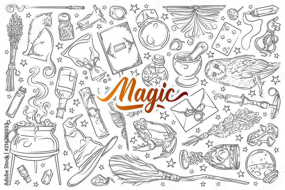 Hand drawn magic tools. Hand drawn magic tools.
