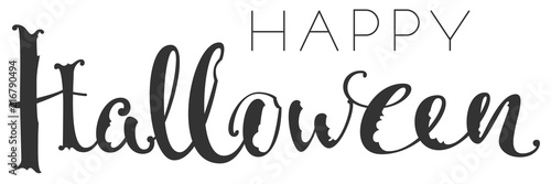 Happy halloween handwriting ornate text greeting card