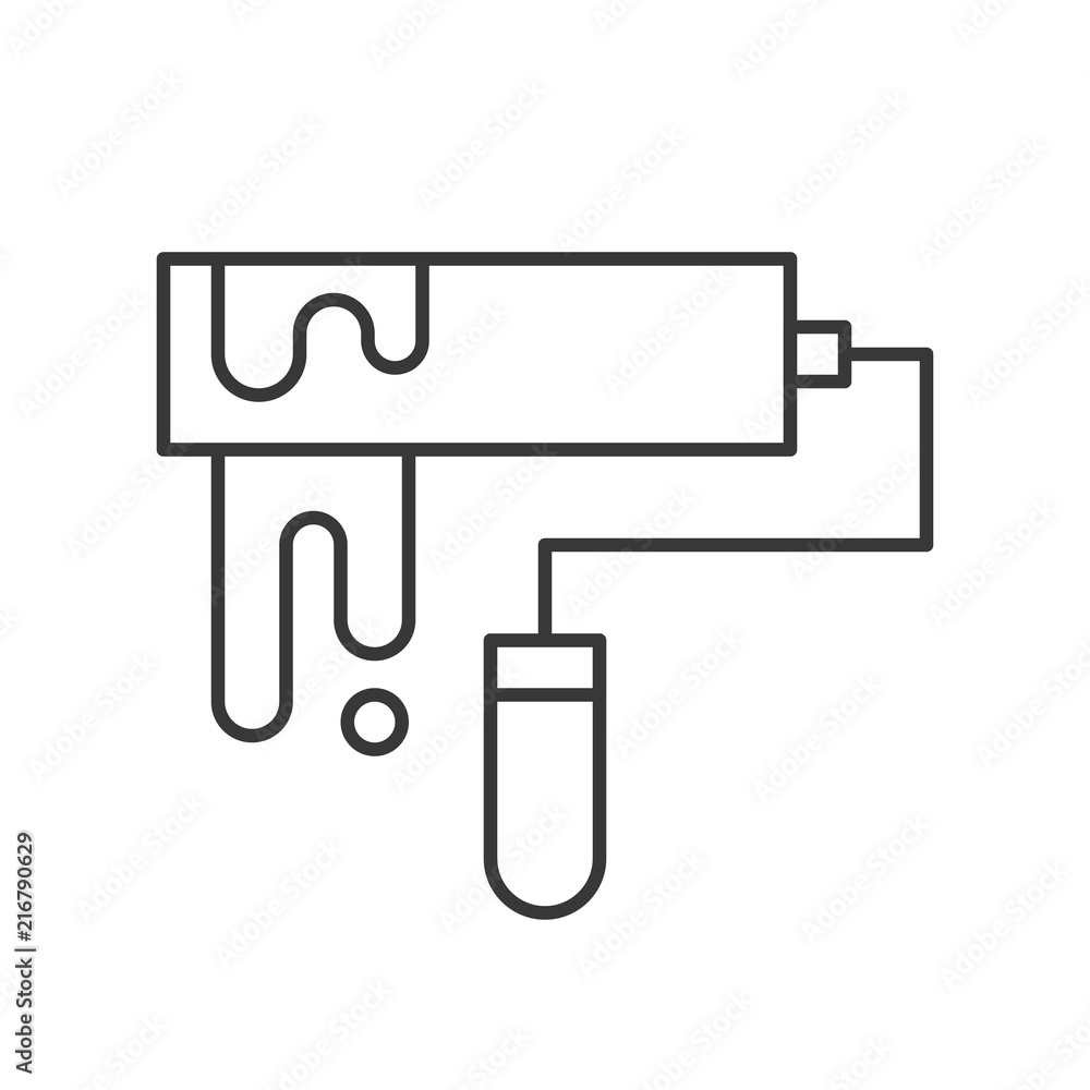 Fototapeta premium paint roller, cleaning service related, outline icon