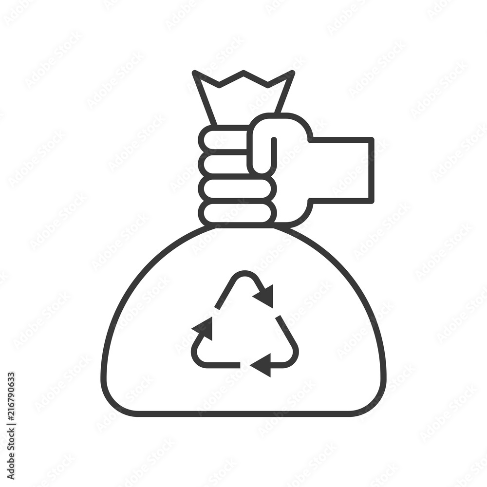 hand pick recycle garbage bag, cleaning service related, outline icon hand pick recycle garbage bag, cleaning service related, outline icon
