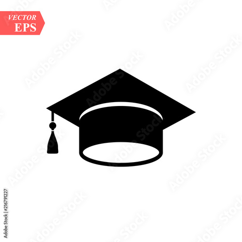 Graduation hat vector icon isolated on white background